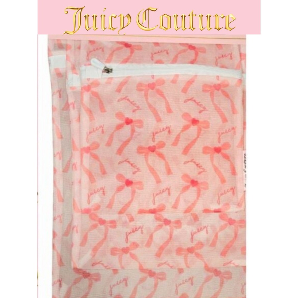 Juicy Couture Home Script Logo Bows Set of 3 Mesh Wash Bags